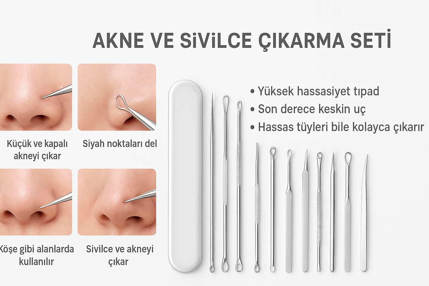 11Pcs Ingrown Hair Tweezers Acne Blackhead Removal Needles Black Dots Cleaner Pore Cleaner Deep Cleansing Face Skin Care Tools